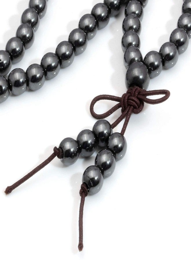 MILAKOO 6mm Hematite Bead Bracelet 108 Beaded Meditation Wristband for Women Men Spirit Bangle - Image 2