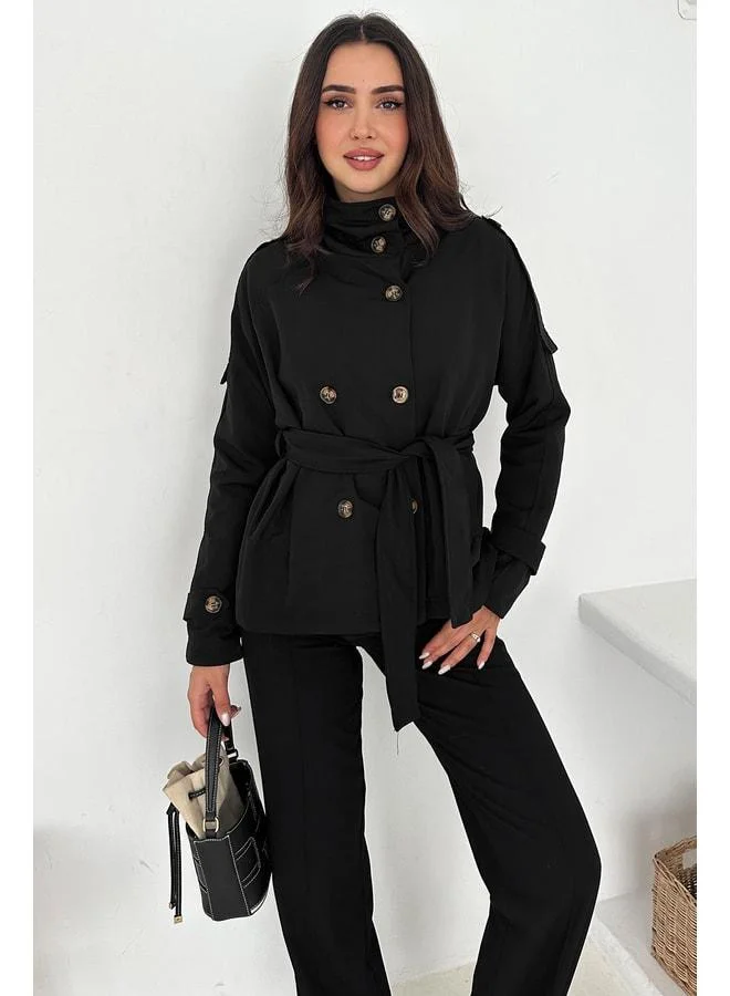 Noa Noa Women's Lined Belted Buttoned Trench – Elegant & Powerful Style