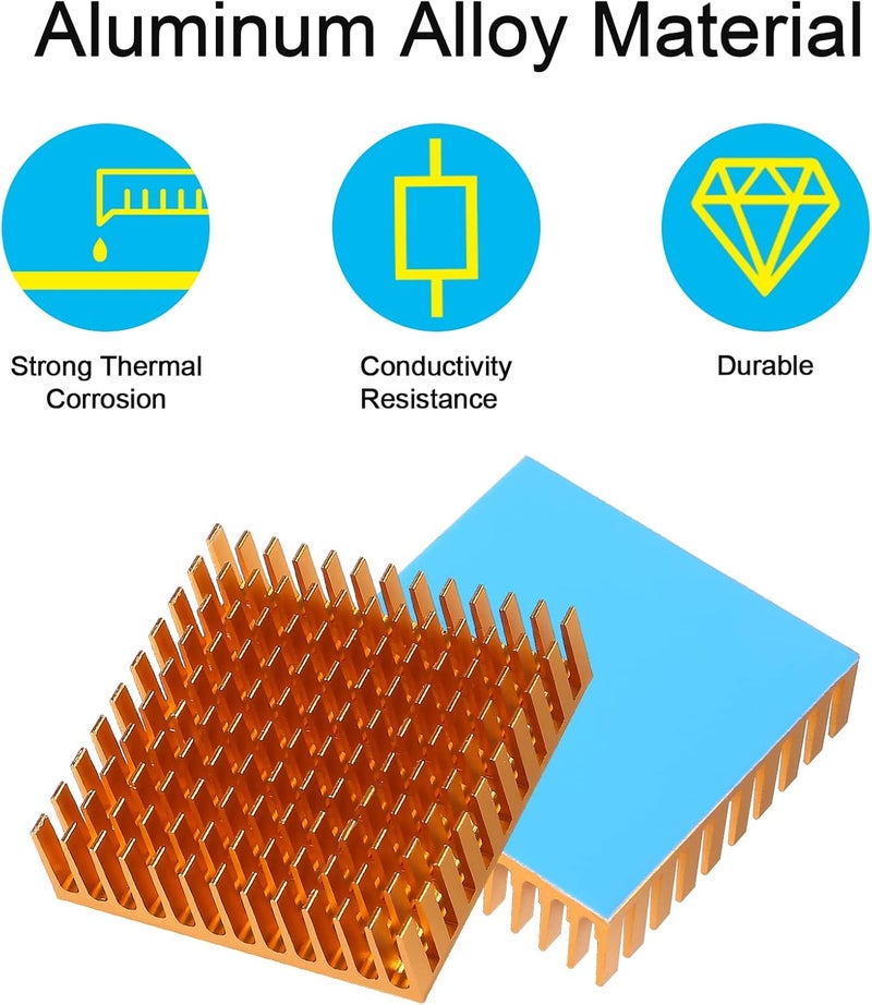 AITIAO 8Pcs 40mm Heatsink Kit 40x40x11mm Aluminum Heat Sink with Thermal Conductive Adhesive Tape, Cooler Heat Sink for Cooling 3D Printers, TEC1-12706 Thermoelectric Cooler - Image 4