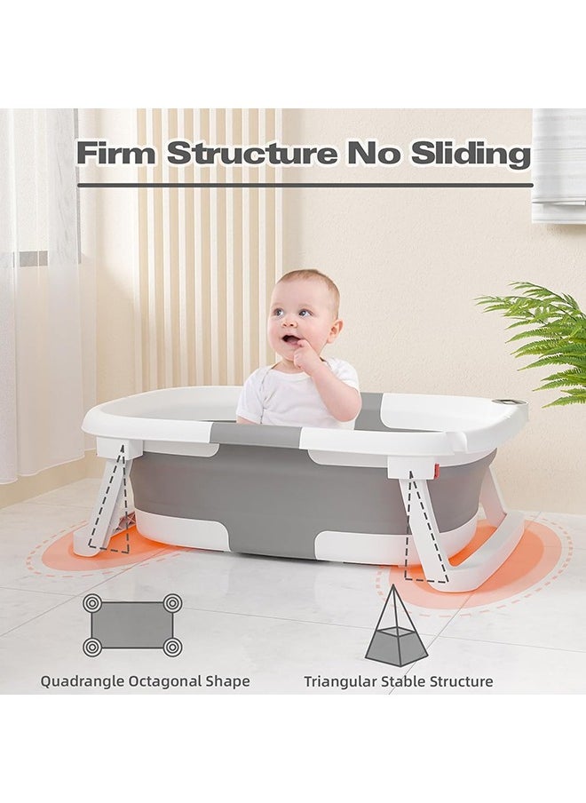 Arabest - Arabest Bath Tub Foldable Bathtub,Collapsible Bath Tub,Portable Safe Shower Basin for Newborn,Toddler,Infant (Grey) - Image 1