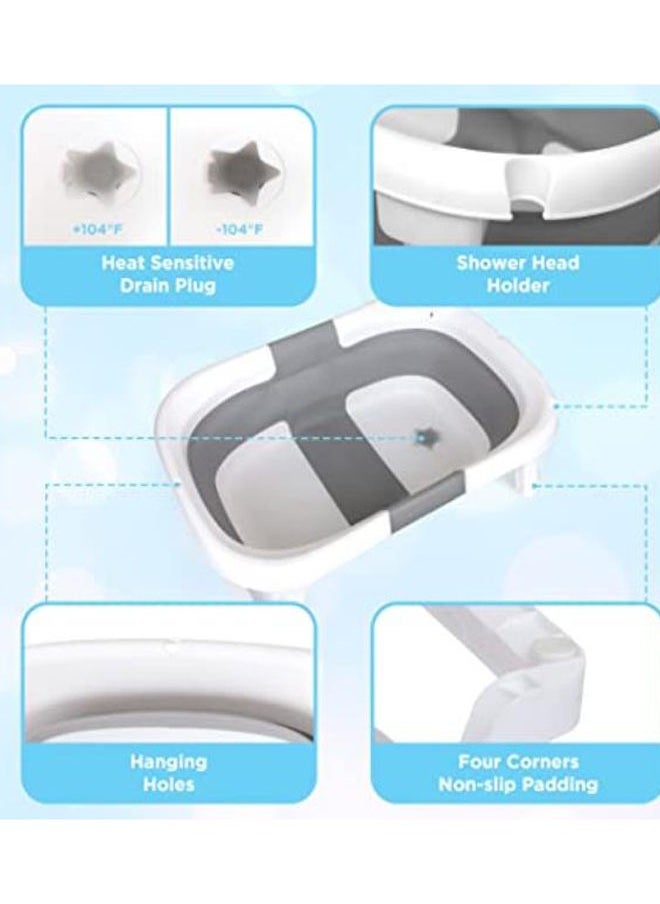 Arabest - Arabest Bath Tub Foldable Bathtub,Collapsible Bath Tub,Portable Safe Shower Basin for Newborn,Toddler,Infant (Grey) - Image 1