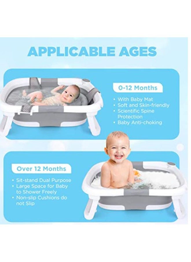 Arabest - Arabest Bath Tub Foldable Bathtub,Collapsible Bath Tub,Portable Safe Shower Basin for Newborn,Toddler,Infant (Grey) - Image 1