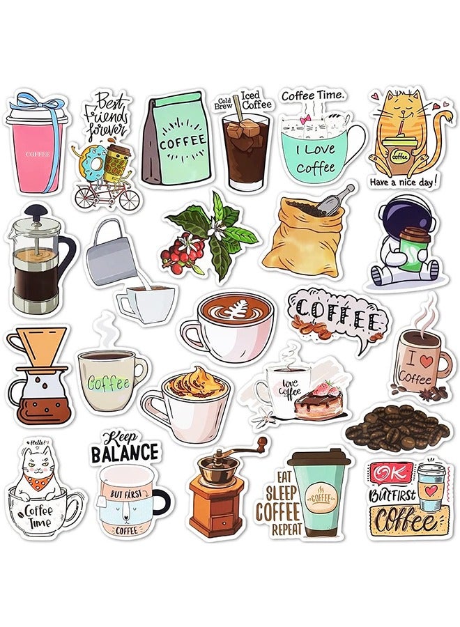 Pack 50 PCS Cute Coffee Stickers Vinyl Decals Waterproof Decorations Accessorise Water Bottle Laptop Window Envelope Guitar Car Gifts for Teens Adults - Image 2