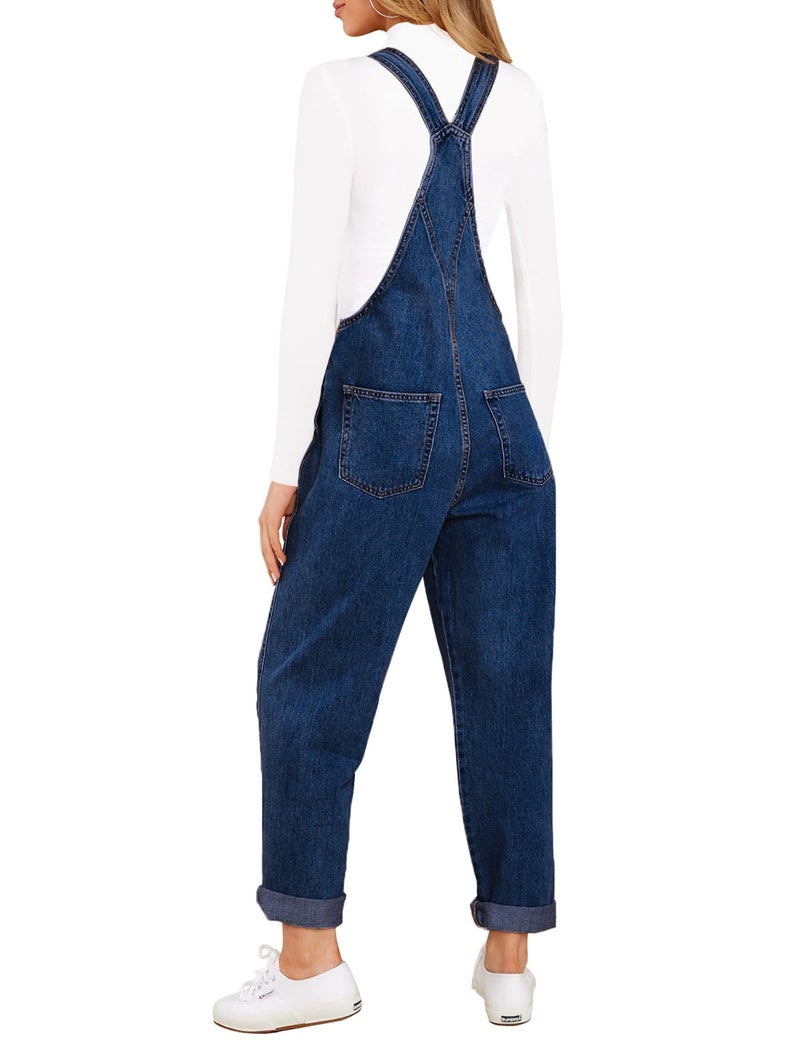 LookbookStore Women Jumpsuit Jean Overalls for Women Women's Overalls Winter Clothes for Denim Bib Womens Denim Dark Blue Size XL Size 16 18 - Image 2