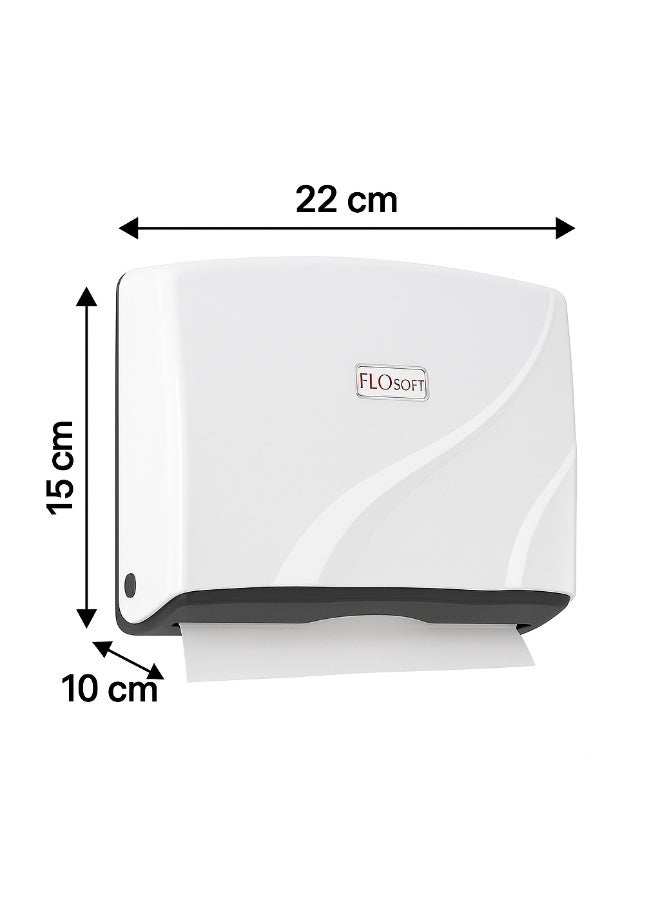 فلوسوفت موزع مناديل ورقية معلق على الحائط – سعة 200 منديل Z-Fold، بلاستيك يدوي بقفل بمفتاح للحمام والمطبخ والمكتب - Image 5