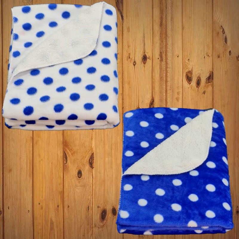 BRANDONN Baby Blankets New Born Combo Pack of Polka Printed Wrapper Towel Cum Baby Sleep Crib Wrapping Sheet (100 cm x 75cm, 0-12 Months) Pack of 2 - Image 1