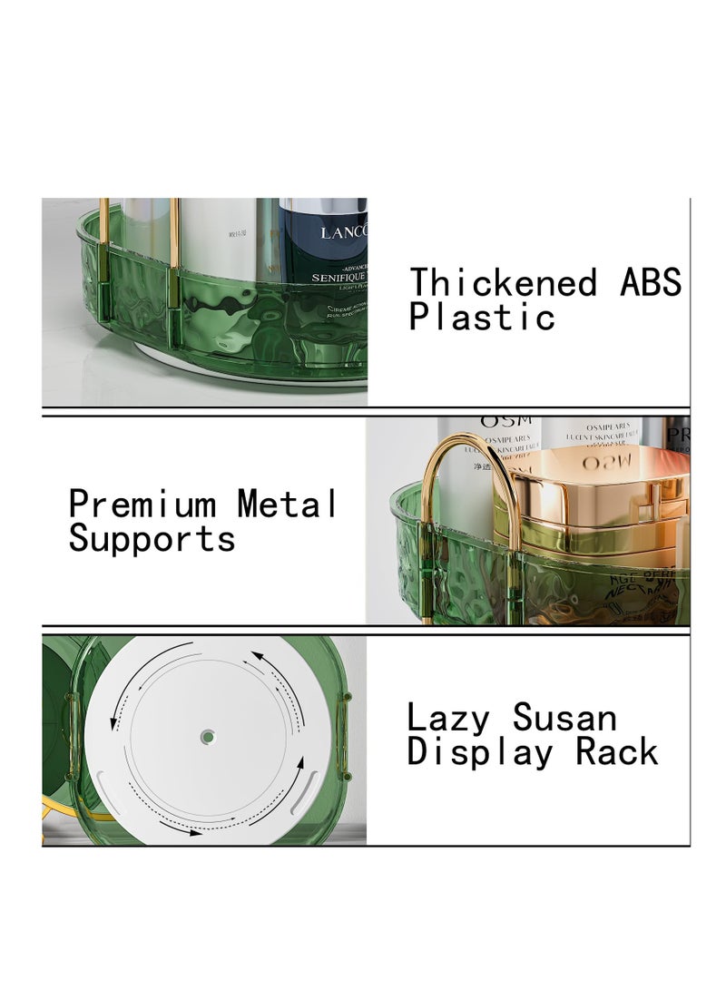 360 Degree Rotating Makeup Organizer with Perfume Holder Stylish Green Two Tier Design for Jewelry and Makeup Storage - Image 4