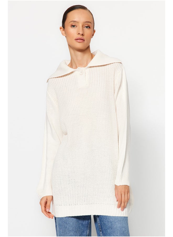 trendyol - Stone Marine Polo Collar Thessaloniki Knitted Sweater Sweater TCTAW24AK00167 - Image 1