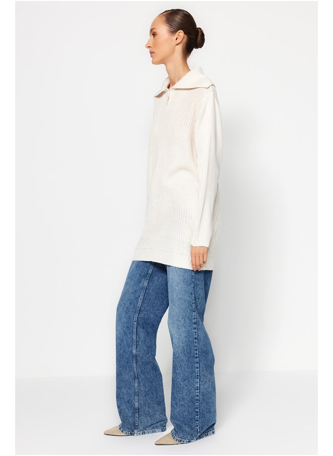 trendyol - Stone Marine Polo Collar Thessaloniki Knitted Sweater Sweater TCTAW24AK00167 - Image 1