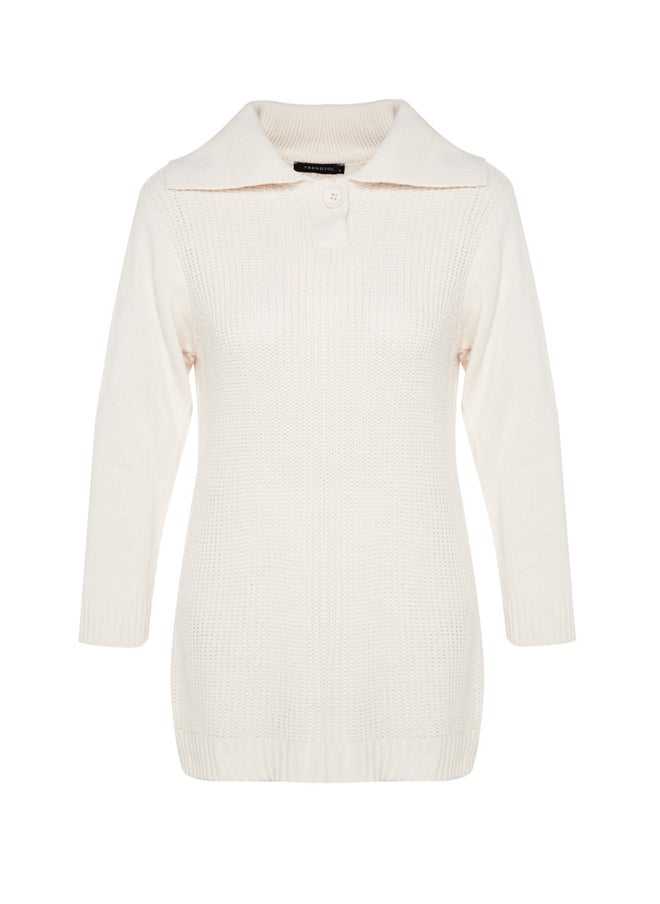 trendyol - Stone Marine Polo Collar Thessaloniki Knitted Sweater Sweater TCTAW24AK00167 - Image 1