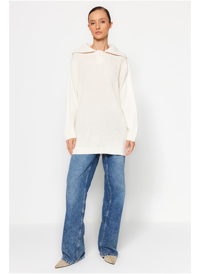 trendyol - Stone Marine Polo Collar Thessaloniki Knitted Sweater Sweater TCTAW24AK00167 - Image 1
