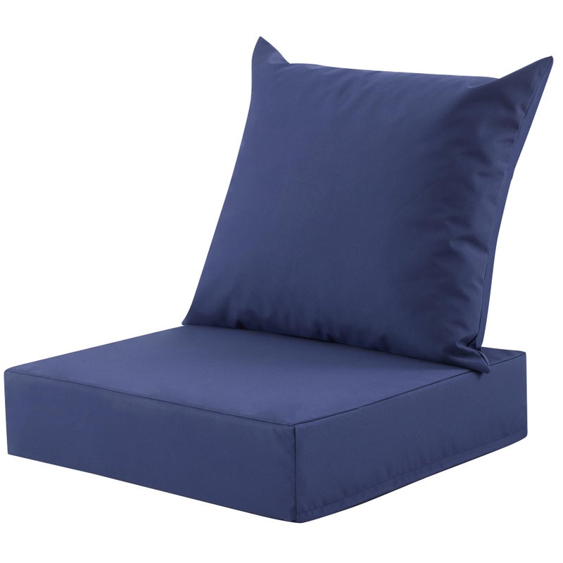 MuaMelop Outdoor Deep Seat Cushion Set, 24x24 Inch Water-Resistant & Fade-Resistant Outdoor Chair Cushions, Patio Furniture Cushions with Removable Cover for Patio Chair, Sofa,Navy Blue (Set of 1) - Image 1