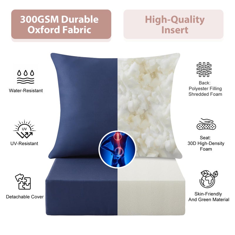 MuaMelop Outdoor Deep Seat Cushion Set, 24x24 Inch Water-Resistant & Fade-Resistant Outdoor Chair Cushions, Patio Furniture Cushions with Removable Cover for Patio Chair, Sofa,Navy Blue (Set of 1) - Image 4