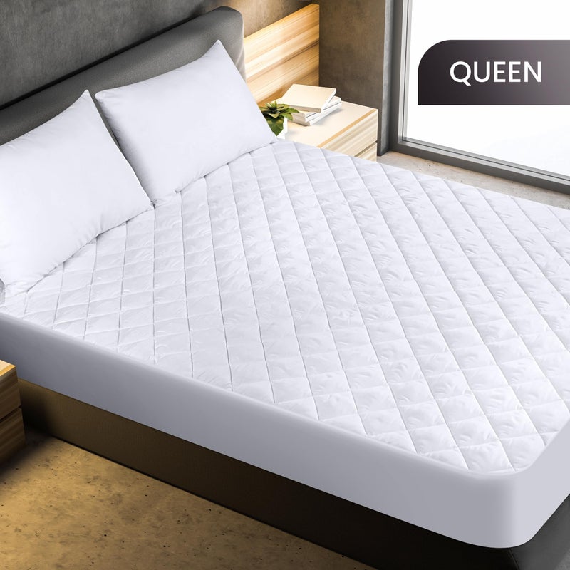 Utopia Bedding Quilted Fitted Mattress Pad, Queen Size, Elastic Fitted Mattress Topper Protector and Cover Stretches up to 16 Inches Deep, Machine Washable (White) - Image 2