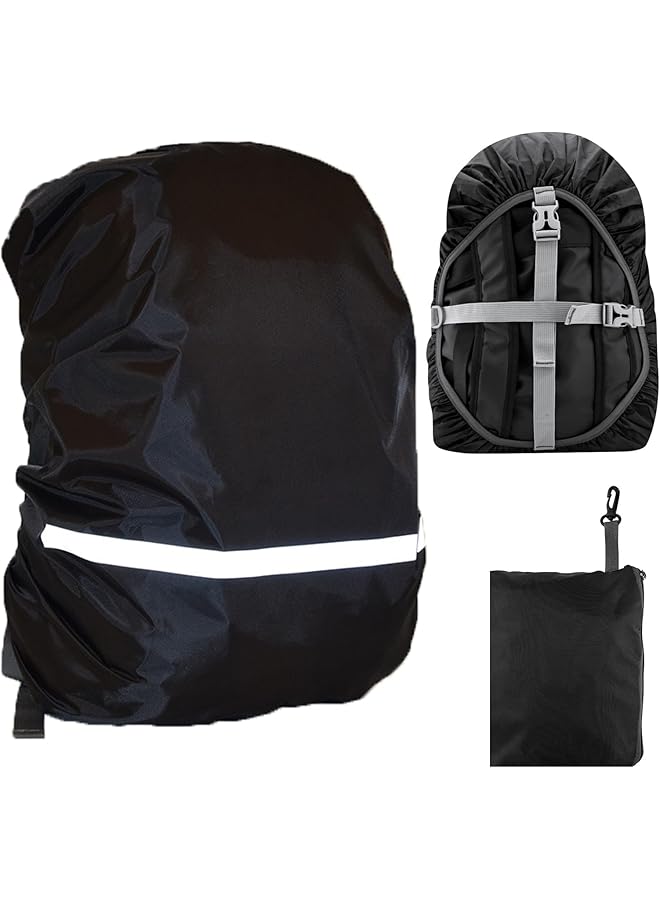 PROMASS غطاء ظهر مقاوم للماء، غطاء حقيبة ظهر عاكس، غطاء حقيبة قابل للتعديل مضاد للغبار، مع حقيبة تخزين للدراجات، المشي، التخييم، المدرسة 40-50 لتر