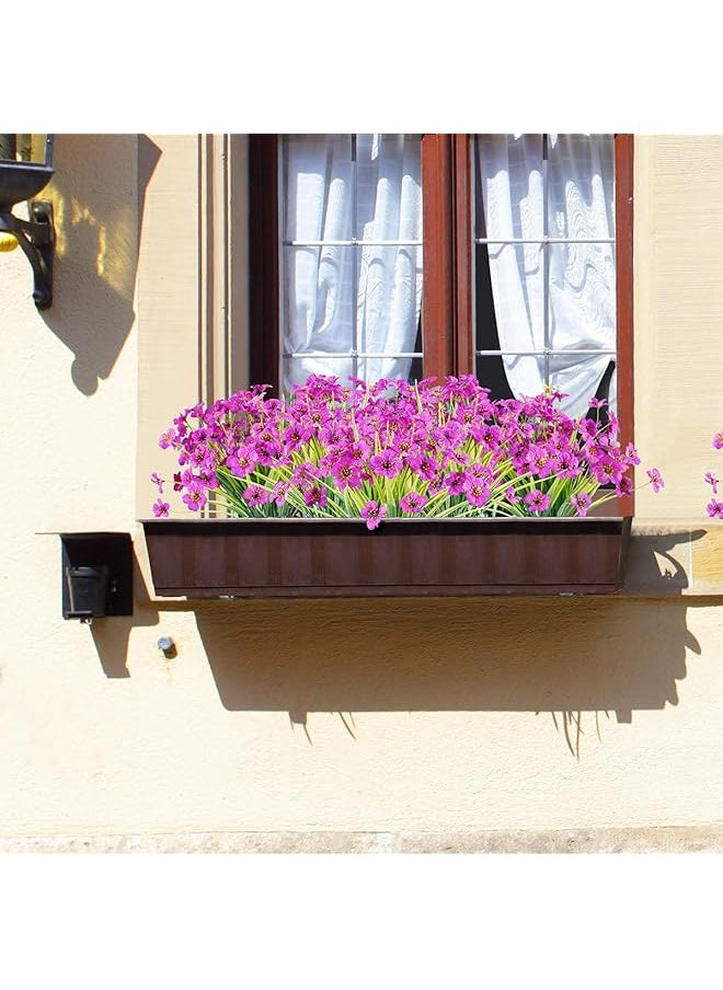 erorex 12 Bundles Artificial Flowers Outdoor Uv Resistant Fake Flowers No Fade Plastic Plants Garden Porch Window Box Decorating Purple  - Image 4