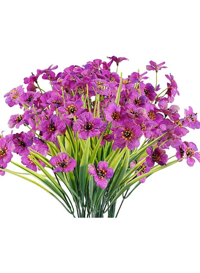 erorex 12 Bundles Artificial Flowers Outdoor Uv Resistant Fake Flowers No Fade Plastic Plants Garden Porch Window Box Decorating Purple  - Image 1