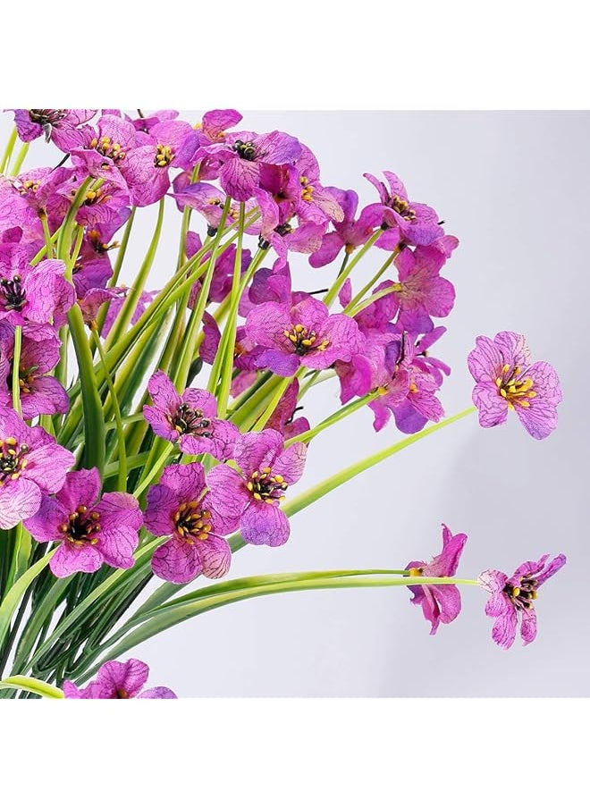 erorex 12 Bundles Artificial Flowers Outdoor Uv Resistant Fake Flowers No Fade Plastic Plants Garden Porch Window Box Decorating Purple  - Image 2