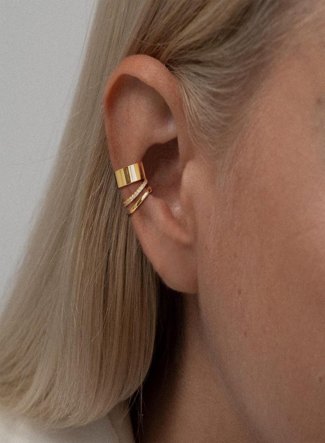 Gold-plated Folded Sleeve Glauced Ear Ring Simple Niche Garden Ring Circle Ear Buckle  gold - Image 1