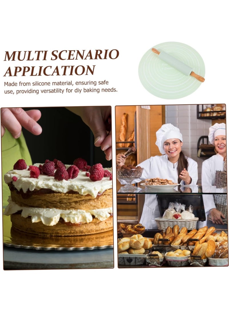 HOMESTAR 1Set Silicone Pastry Mat with Rolling Pin Multi Function Skid Dough Rolling Mat for Baking Food Grade Silicone Non Stick Surface for Pizza and Cookies - Image 5