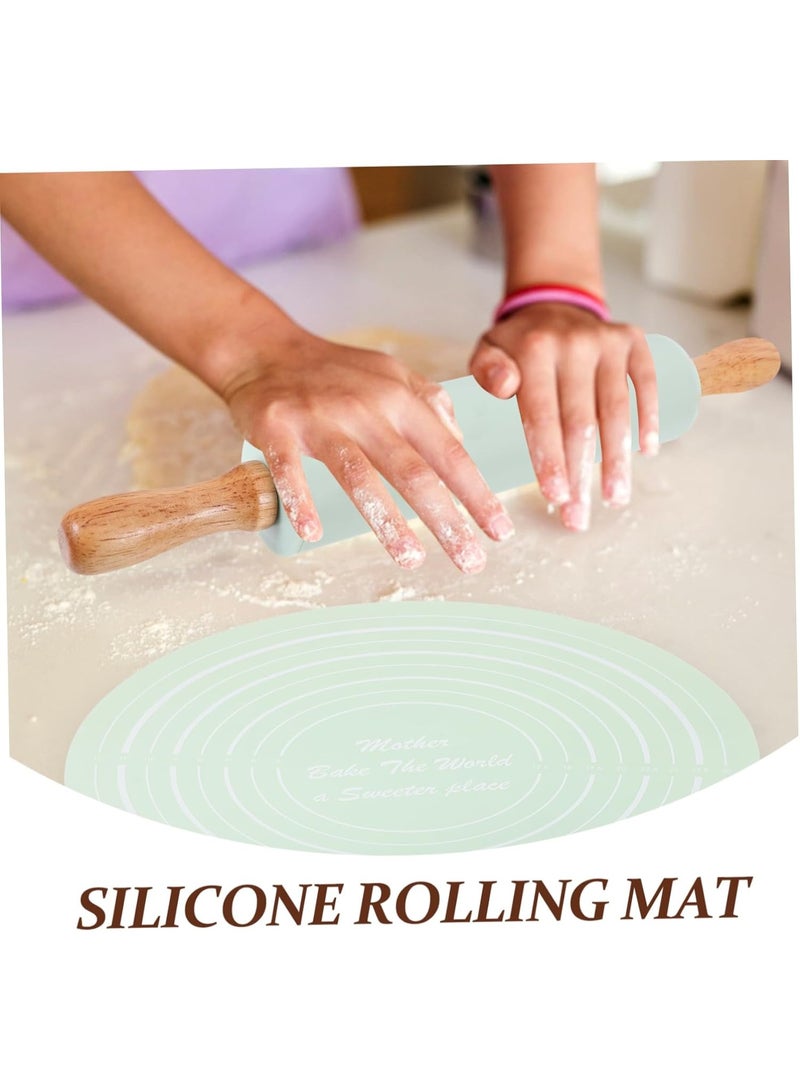 HOMESTAR 1Set Silicone Pastry Mat with Rolling Pin Multi Function Skid Dough Rolling Mat for Baking Food Grade Silicone Non Stick Surface for Pizza and Cookies - Image 4