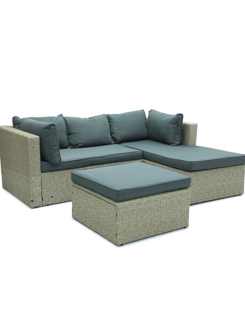 Multi Home Furniture Garden Lounge Set 5 Piece with Cushions Outdoor MH 5013-Beach GRY  Patio Sofa Balcony Set Coffee Table Yard Lounge Bench Poly Rattan Grey & Cushion Golden - Image 3