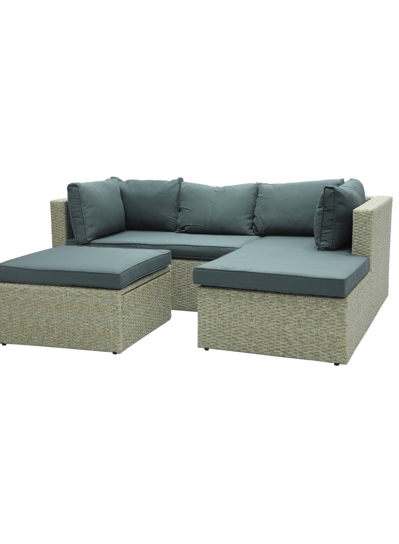 Multi Home Furniture Garden Lounge Set 5 Piece with Cushions Outdoor MH 5013-Beach GRY  Patio Sofa Balcony Set Coffee Table Yard Lounge Bench Poly Rattan Grey & Cushion Golden - Image 5