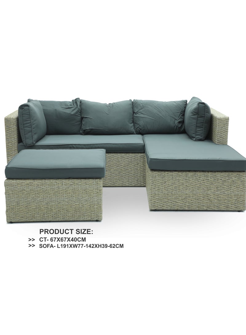 Multi Home Furniture Garden Lounge Set 5 Piece with Cushions Outdoor MH 5013-Beach GRY  Patio Sofa Balcony Set Coffee Table Yard Lounge Bench Poly Rattan Grey & Cushion Golden - Image 2