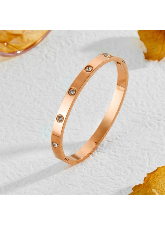 Love Bracelet Bangle for Women Gilrs with Cubic Zirconia Stones Stainless Steel Hinged Jewelry with Crystal Oval Bracelet Best Gifts for Love with Valentine's Day Birthday