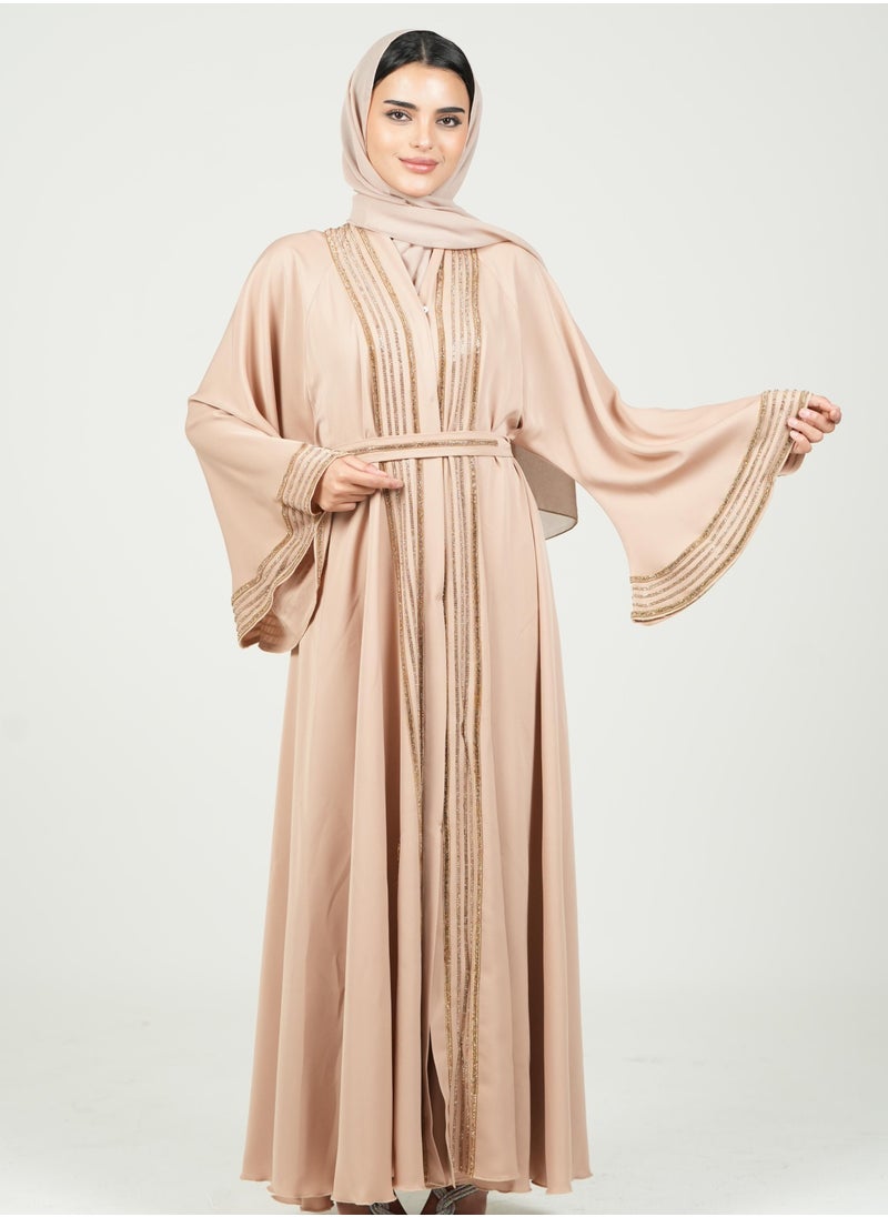 AL BENT AL SHARQIEH women cloche abaya with belt and hijab  - Image 1