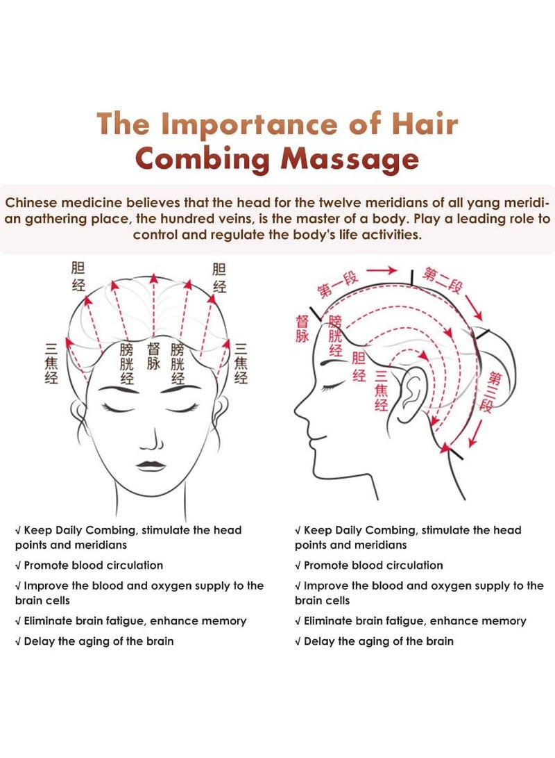 خاجول مشط تدليك خشبي لفروة الرأس، مدلك للجسم وتنشيط الدورة الدموية، مدلك لتخفيف الوزن وتعزيز نمو الشعر - Image 5