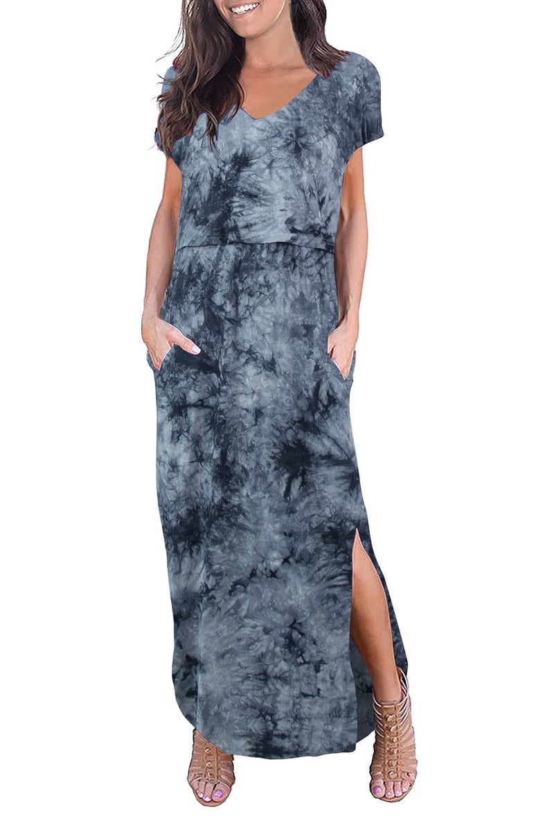 Smallshow Women's Maternity Nursing Dresses Split Long Dress for Breastfeeding Medium SVP136 - Image 5