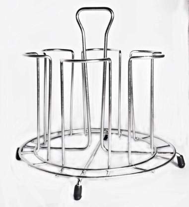 Yes Kitchen Round Glass Stand for Kitchen Steel Glass Holder 6 Steel Glass Holder