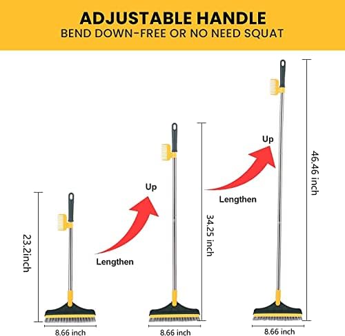 Radiant 2 in 1 Scrape Brush Broom with Stiff Bristles,Deck Scrub Brush,Shower Scrubber for Cleaning Patio Bathroom Grout Garages (Yellow) - Image 3