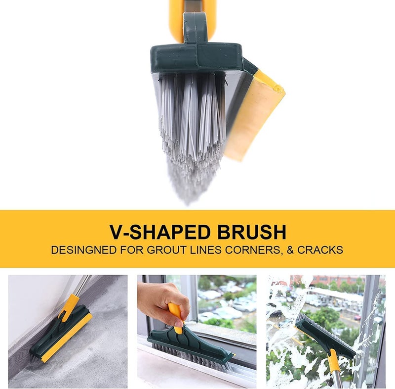 Radiant 2 in 1 Scrape Brush Broom with Stiff Bristles,Deck Scrub Brush,Shower Scrubber for Cleaning Patio Bathroom Grout Garages (Yellow) - Image 5