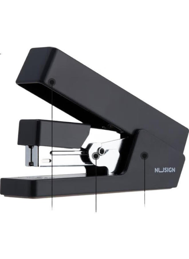 Deli Newse Low-Force Stapler, Patented Easy-Press Design, German Creative Desktop Stapler, Office Supplies, 12# Staples, Obsidian Black Ns081 - Image 1