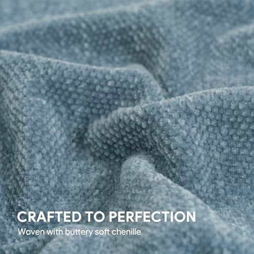 RECYCO Throw Blanket Soft Cozy Chenille Throw Blanket with Fringe Tassel for Couch Sofa Chair Bed Living Room Gift (Dusty Blue, 50'' x 60'') - Image 4