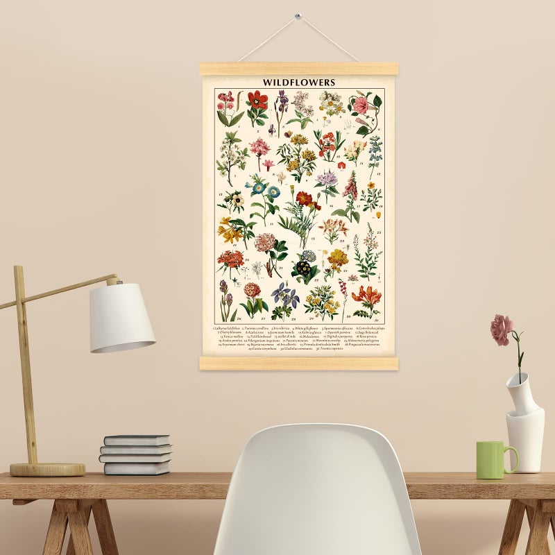 Tatuo Vintage Wildflowers Poster Botanical Wall Art Prints Colorful Rustic Style of Floral Wall Hanging Illustrative Reference Flower Chart Poster for Living Room Office Bedroom Decor Frame 15.7 x 23.6 Inch - Image 4
