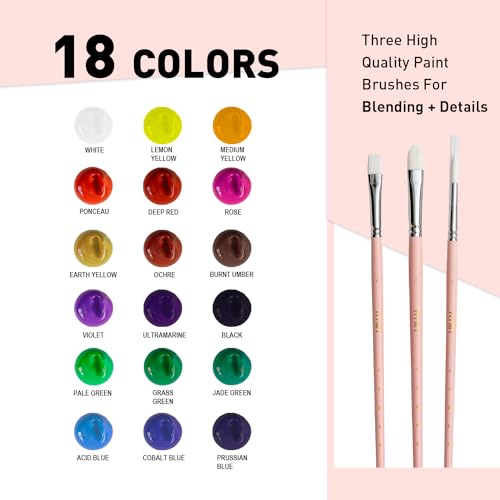 HIMI Gouache Paints Set, 18 Colors, 30g, jelly gouache paint set, Non Toxic Paint for Canvas and Paper, Art Supplies for Professionals, and More (Pink Case) - Image 5