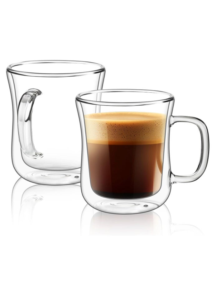 DESSINI 2- Pieces Double Wall Glass Coffee Mugs 250ml, Clear Glass Coffee Mugs for Hot Beverages - Image 1