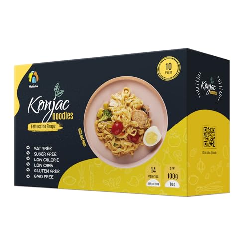 Hethstia Konjac Noodle Fettuccine, Low-Carb Shirataki Pasta, Keto & Paleo-Friendly, Gluten-Free, Vegan, Low-Calorie, Oat Flavor (5.65 oz, 10-Pack) - Image 1