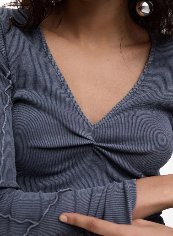 Desigual Grey Rib knot t-shirt for Women | Best Price UAE