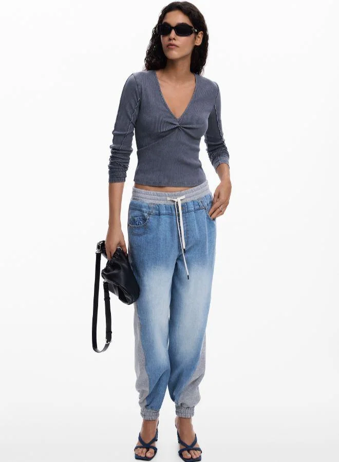 Desigual Grey Rib knot t-shirt for Women | Best Price UAE