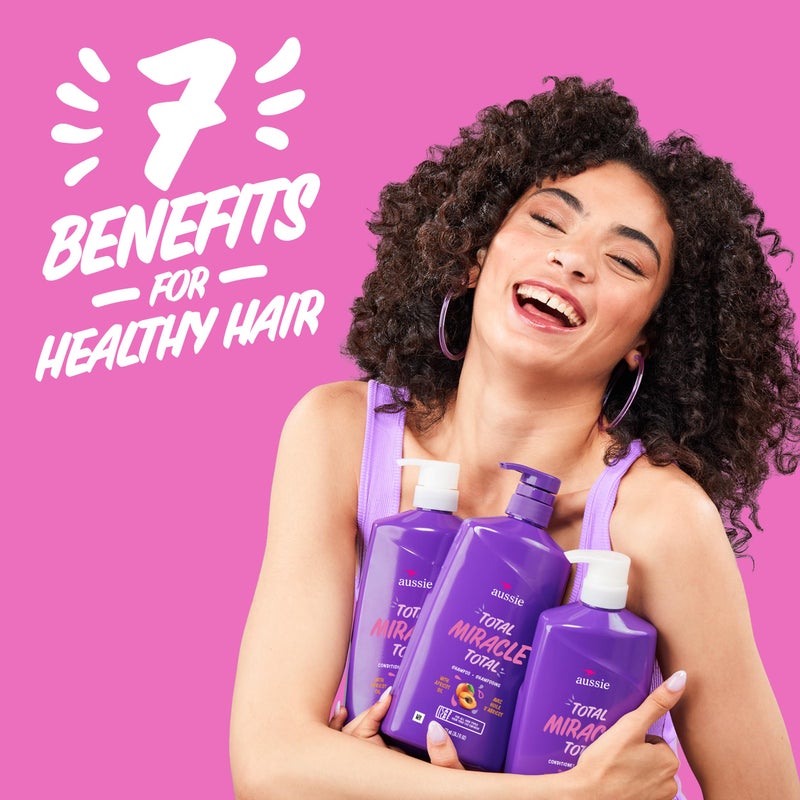 Aussie Total Miracle with Apricot & Macadamia Oil, Paraben Free Shampoo, 26.2 fl oz Pack of 4 - Image 4