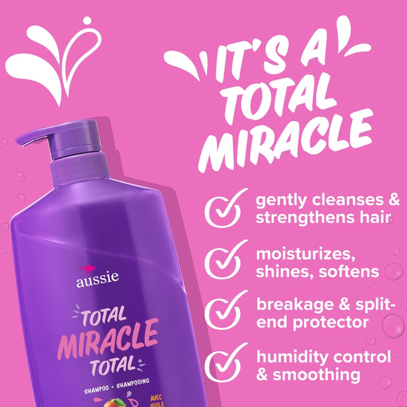 Aussie Total Miracle with Apricot & Macadamia Oil, Paraben Free Shampoo, 26.2 fl oz Pack of 4 - Image 3
