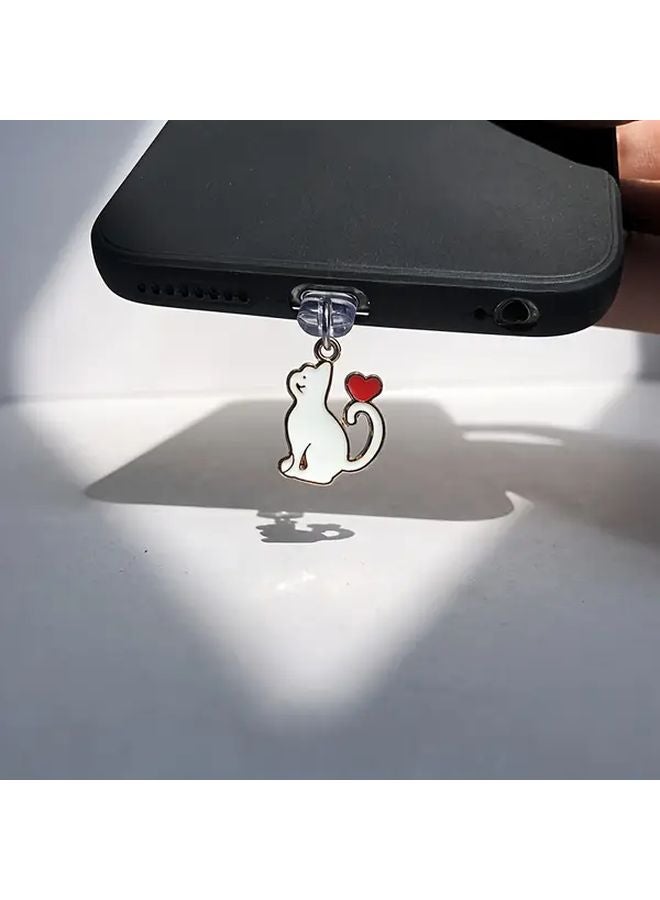 سدادة غبار هاتف محمول لطيف أبيض لـ iPhone 6 14 منفذ برق USB C حامي سحر - Image 1