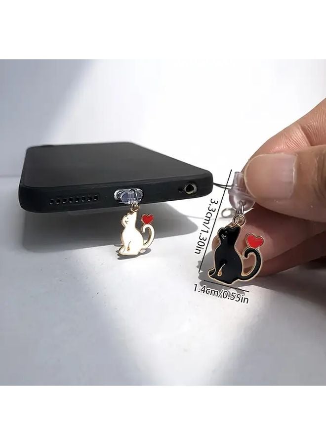 سدادة غبار هاتف محمول لطيف أبيض لـ iPhone 6 14 منفذ برق USB C حامي سحر - Image 2