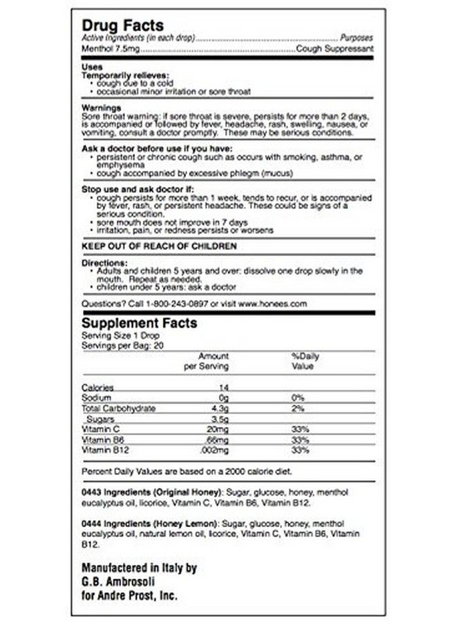 Honees Honees Honey Lemon Cough Drops - 20-Piece, Single Pack Honey-Filled Lozenges | Temporary Relief from Cough | Soothes Sore Throat | All Natural  - Image 4