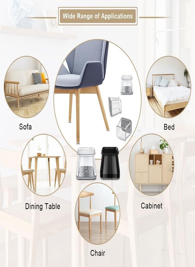 OASMU 32 Pcs Square Chair Leg Protectors for Hardwood Floors, Felt Furniture Pads Floor Protectors, Silicone Chair Leg Caps Covers,Extra Large (fit side lenght: 1.6'' - 2.2'') - Image 4