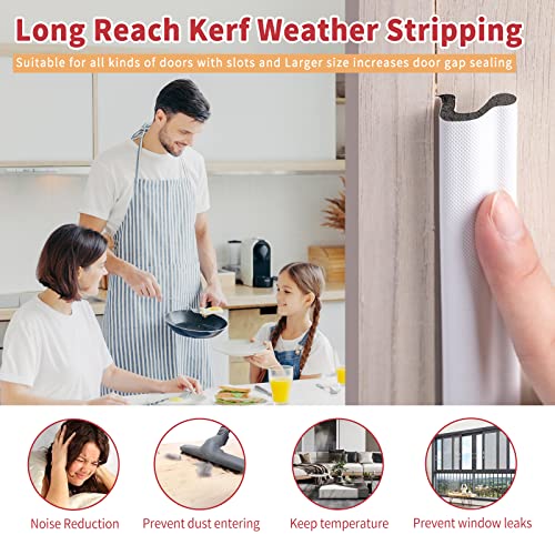 BISOTHAI 26 Feet Long Reach Door Weather Stripping Door Seal Strip, New Upgraded V-Shaped Replacement Kerf Weather Stripping for Door Frame Door Insulation, Easy Cut to Size(White) - Image 3